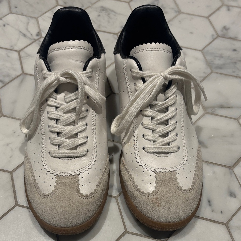 Isabel Marant White and Tan Sneakers